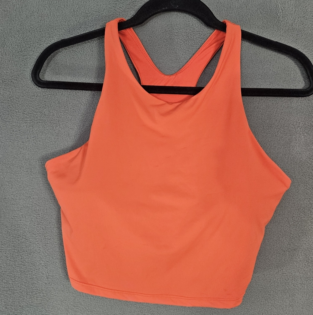 Athleta AC Ultimate Space Dye SuperSonic Crop Running Yoga Tank Top Orange Bra L